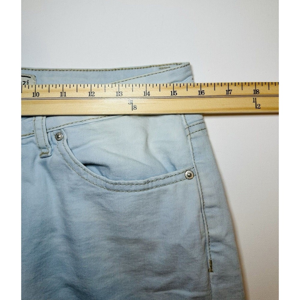 American Bazi Crop Flare Hippie‎ Retro Blue Jeans Raw Hem Women's SMALL - Picture 9 of 11